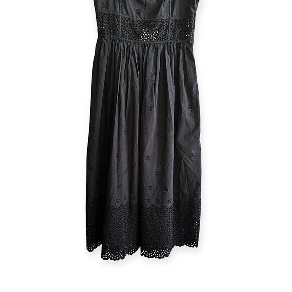 ULLA JOHNSON Celestia Broderie Anglaise Cotton Midi Dress, Black, Size 4, NWT - Picture 14 of 16